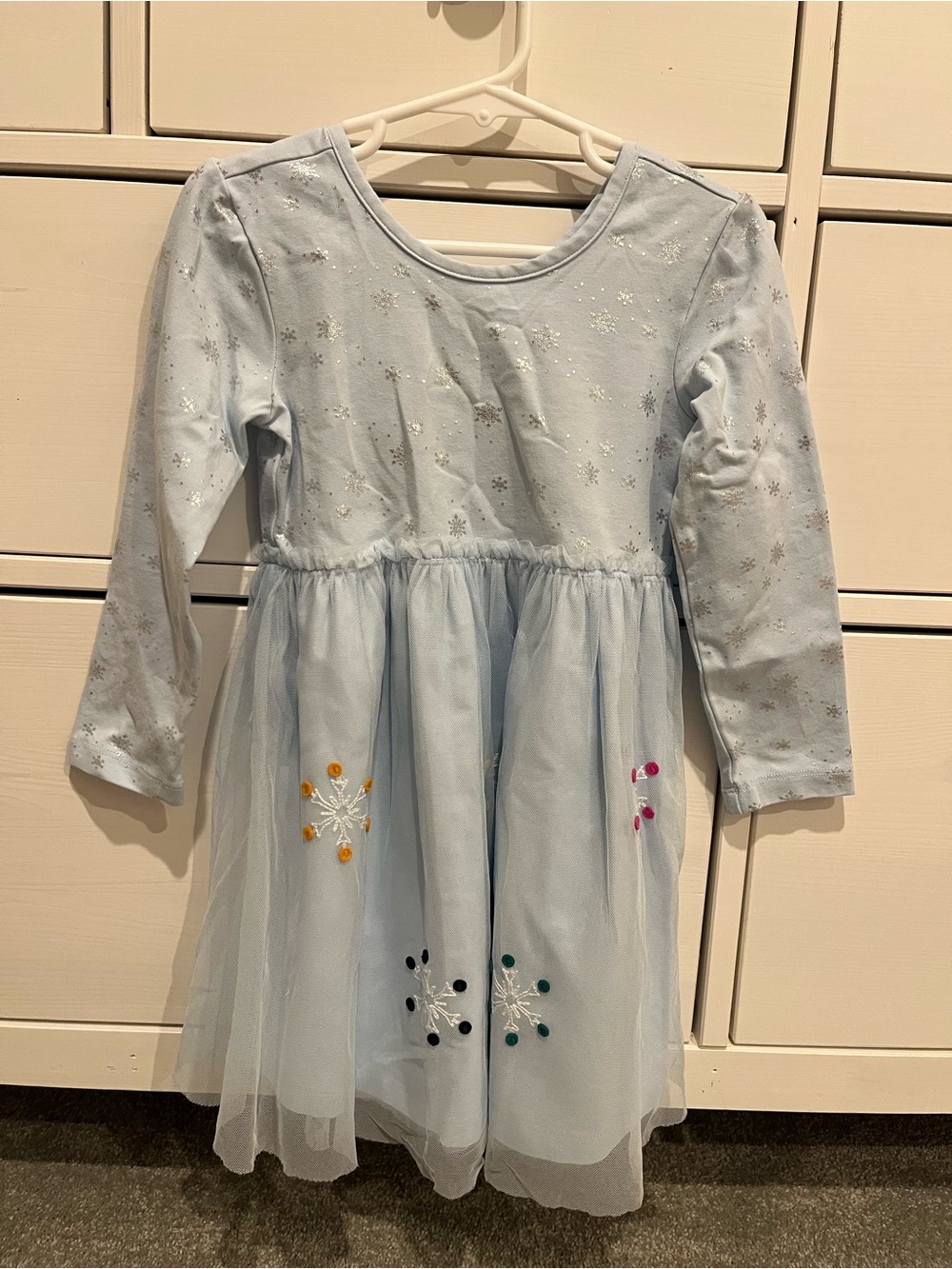Hanna Andersson Disney Frozen Elsa Blue Snowflake Toddler Tulle Dress in size 4T